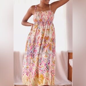 Anthropologie Colorful Printed Midi Dress